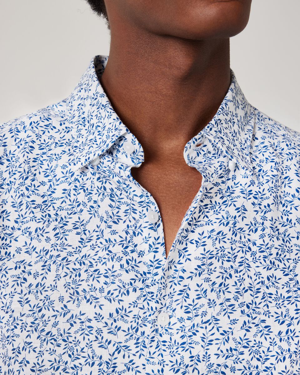 Regular Long Sleeve Printed Floral Linen Shirt 